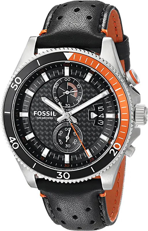 FossilWakefield CH2953 Perforated Leather Band Chronograph Analog Watch for Men